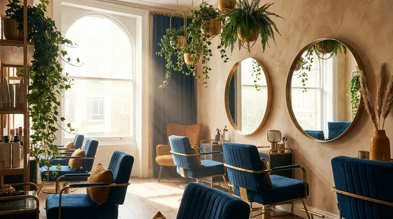 Bright salon interior with styling chairs and round mirrors, How to Open a Nail Salon in Pennsylvania