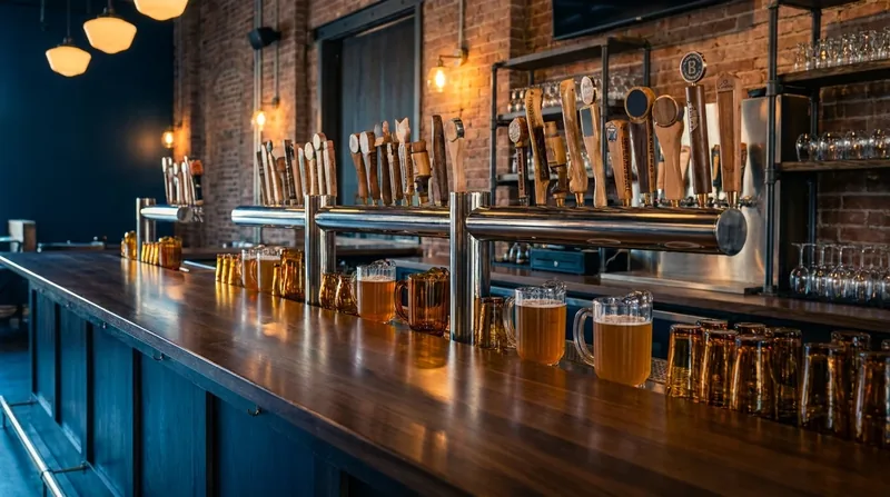 Tap handles and amber glassware on a polished bar, How to Start a Brewery, Winery or Distillery in Pennsylvania