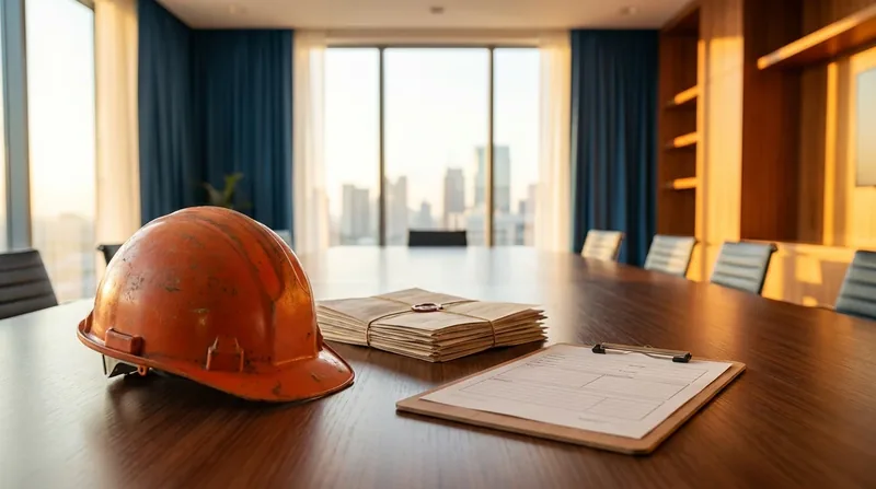Hard hat, policy papers and a clipboard on a conference table, Pennsylvania Business Insurance