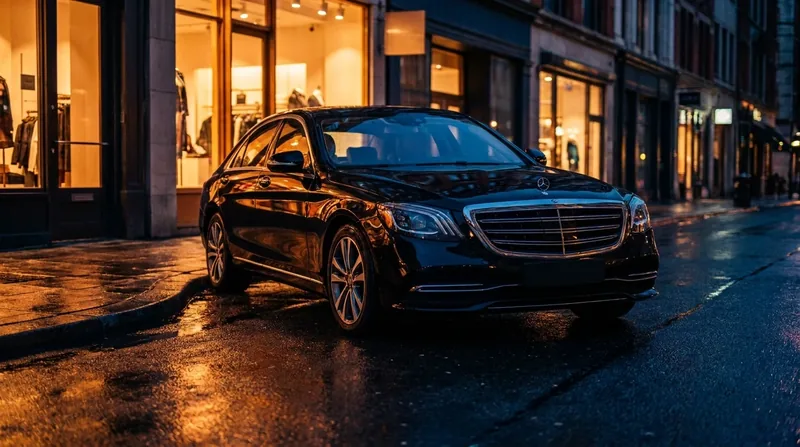 Black sedan waiting on a wet city street at night, How to Start a Non-Emergency Medical Transportation Business in Pennsylvania