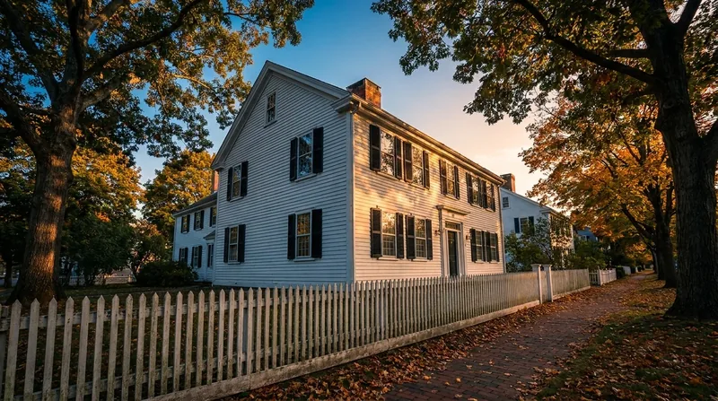 White colonial house with black shutters and a picket fence in autumn, How to Become a Real Estate Appraiser in Pennsylvania