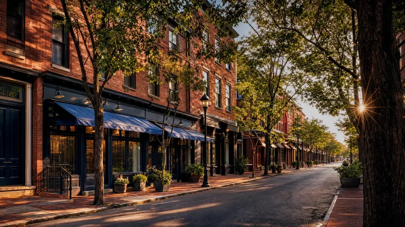 Brick rowhouse commercial corridor with ground-floor shops, Philadelphia Business License
