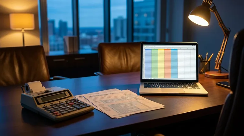Calculator, tax forms and a spreadsheet on a laptop at dusk, Pennsylvania Income Tax for LLC Owners and Sole Proprietors